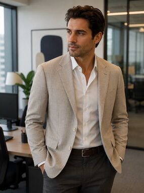 Corneliani Light Beige Plaid‎ Blazer